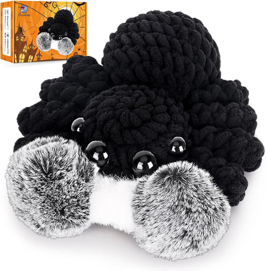 Crochetta Crochet Kit for Beginners, Crochet Starter Kit w Step-by-Step Video Tutorials, Beginner Crochet Kit for Adults Kids Women Men Complete Kit Included (Halloween Spider)