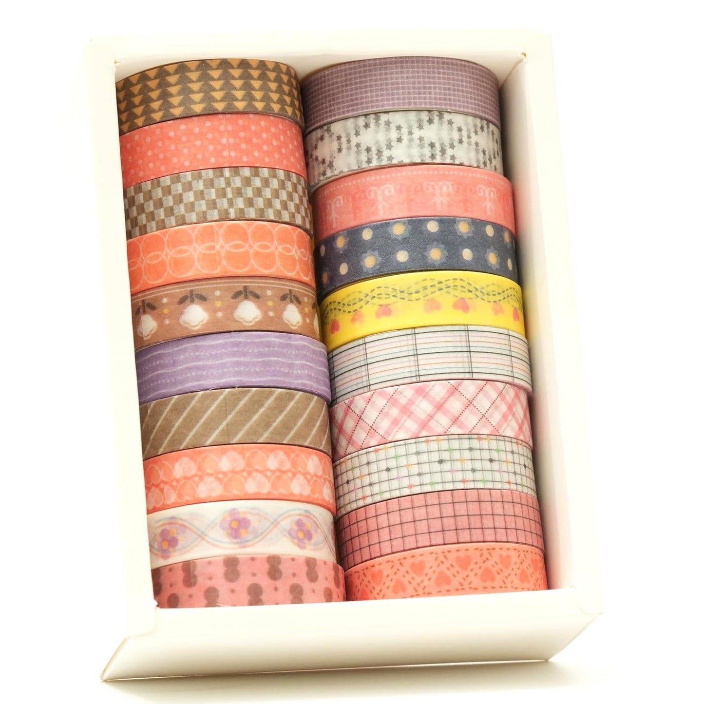 20 Rolls Basic Washi Tape Set Japanese Arts Adhesive Tapes Simple Patterns Decorative Masking Tape Sets for Craft, Kids, Scrapbook, DIY, Gift Wrapping (Style Six)
