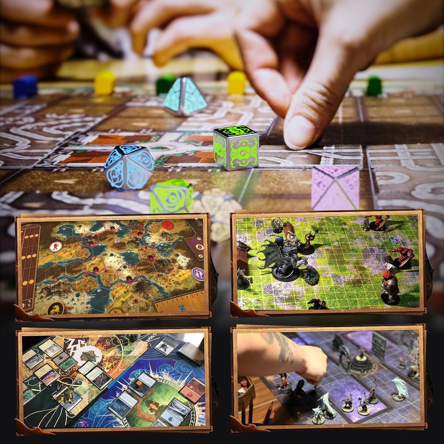 Wireless Charging DND Dice Set with Charging Box, Light Up Polyhedral Dice Set of D4 D6 D8 D10 D% D12 D20, 7PCS Glowing LED D&D Electronic Dice Set for RPG MTG Table Games