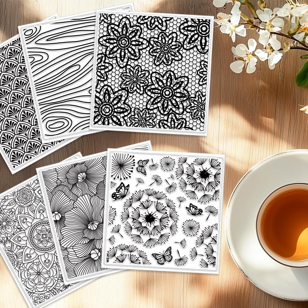 6 PCS Large Polymer Clay Texture Sheets 5.5 x 5.5 Inch Boho Clay Mat Works with Polymer Clay Cutter Pottery Earrings Jewelry DIY Making