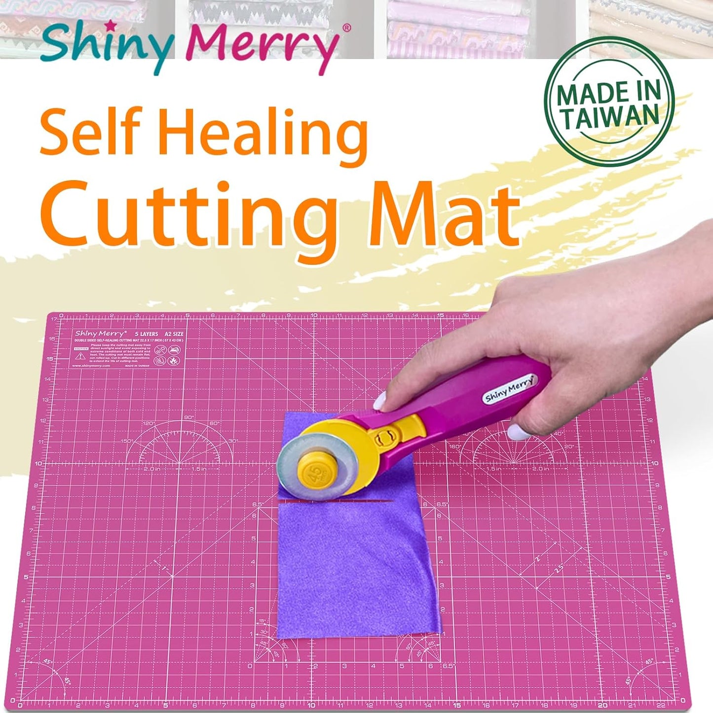Self Healing Cutting Mat A0 36"x48" – Double Sided 5-Ply Craft Mat for Sewing, Quilting, Fabric, Scrapbooking – Pink/Purple