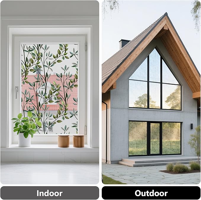 NINETREX One Way Window Privacy Film, Daytime Privacy Static Cling Sun Blocking Anti UV Reflective Window Tint for Home and Office 35.4 x 78.7 inches, Silver Leaf