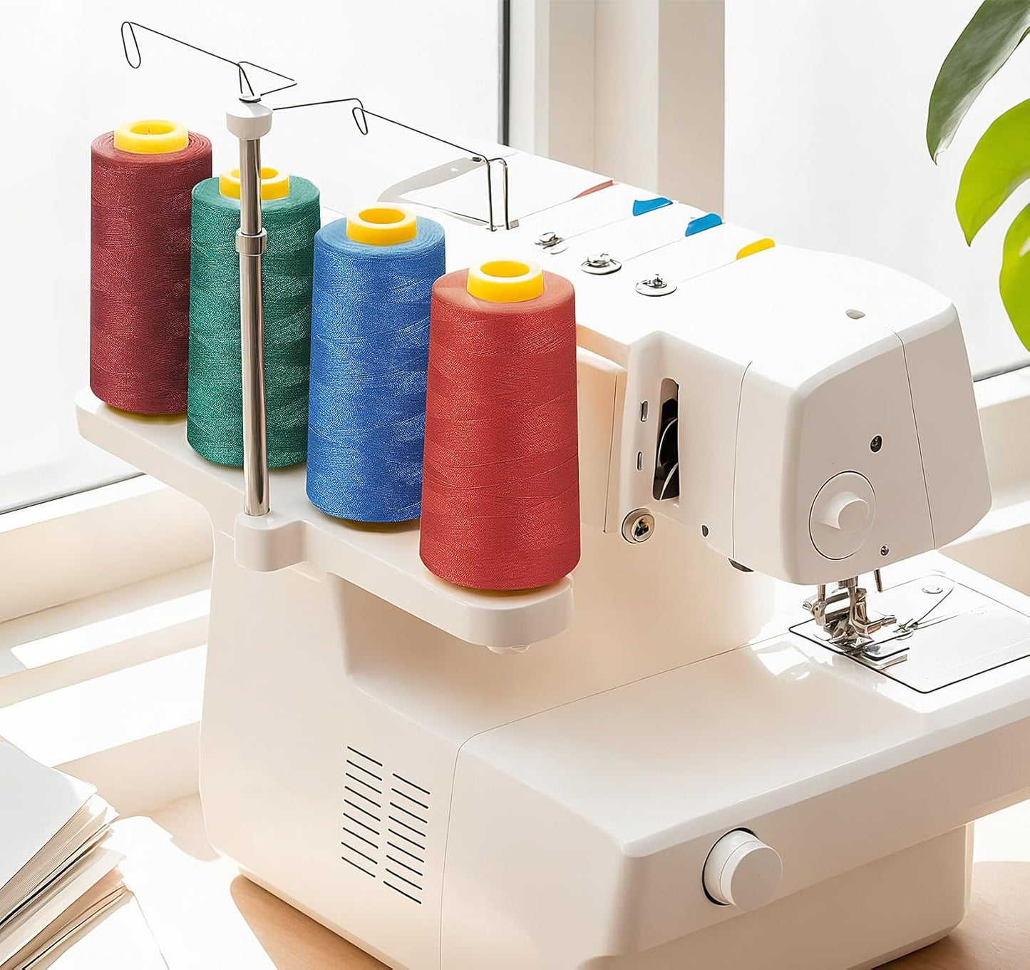 12 Pack Serger Thread Cones, 1800 Yards Each Spool Overlock Thread, PolyesterThread 40s/2 for Serger&Overlock, Quilting, Piecing, Sewing Machine