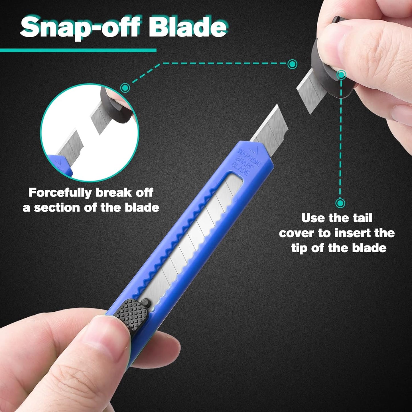 24 Pack Box Cutter Retractable, Utility Knife with 9mm Wide Snap-Off Blade, Small Box Opener Exacto Knife, Lightweight, Sharp Paper Knives for Office, Home, Crafts