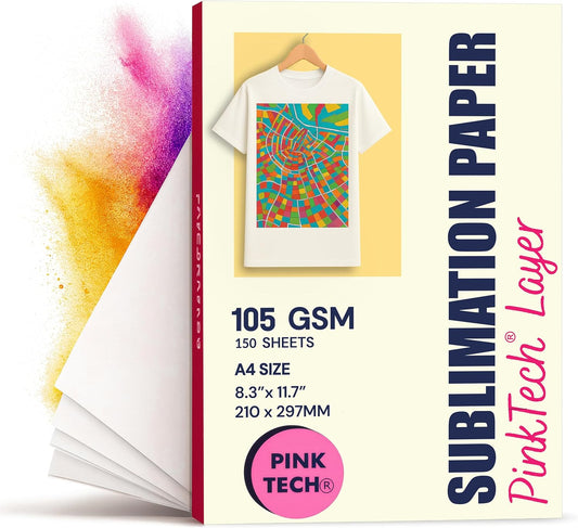 Hayes Sublimation Paper 105gsm A4 Size (8.3" x 11.7") – 150 Sheets | Works With Sublimation Ink & Blanks | Compatible With Sublimation Printers | T-Shirts, Mugs, Tumblers and More