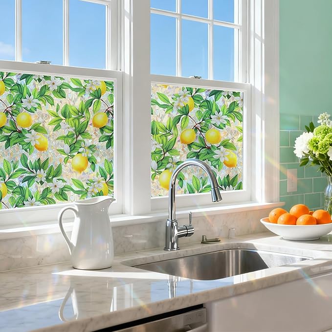 Window Privacy Film Home Room Bathroom Spring Decor Car Decorations One Way Privacy Window Clings Decals Tint Door Cover Rainbow Renter Friendly Stickers Static Cling Stained Glass Windows
