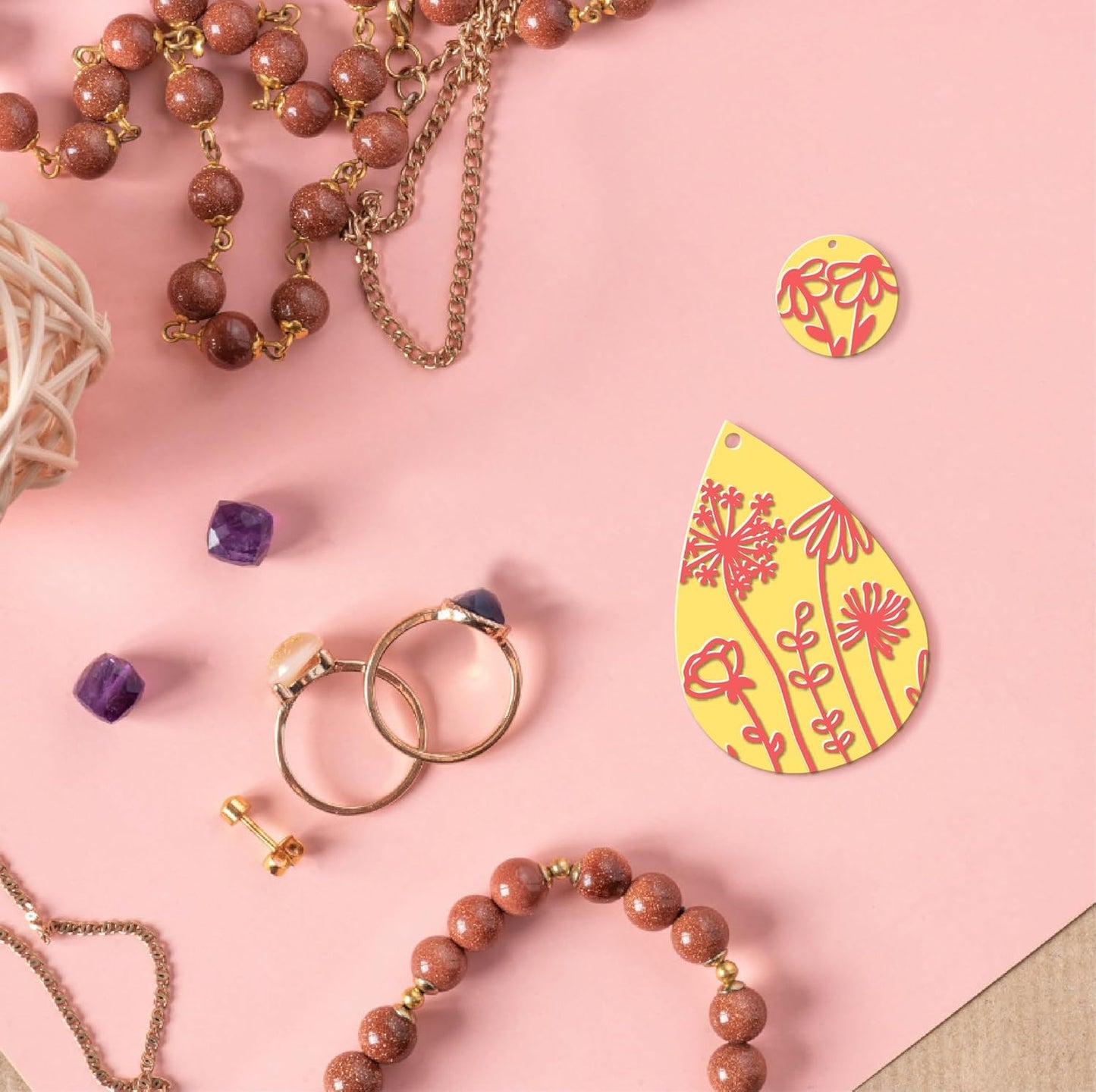 Arbuya Polymer Clay Wildflowers Dandelion Texture Sheets for Earrings Jewelry Making, Clay Flowers Texture Mats for Polymer Clay Projects Floral Stamps for Clay Earrings Tools