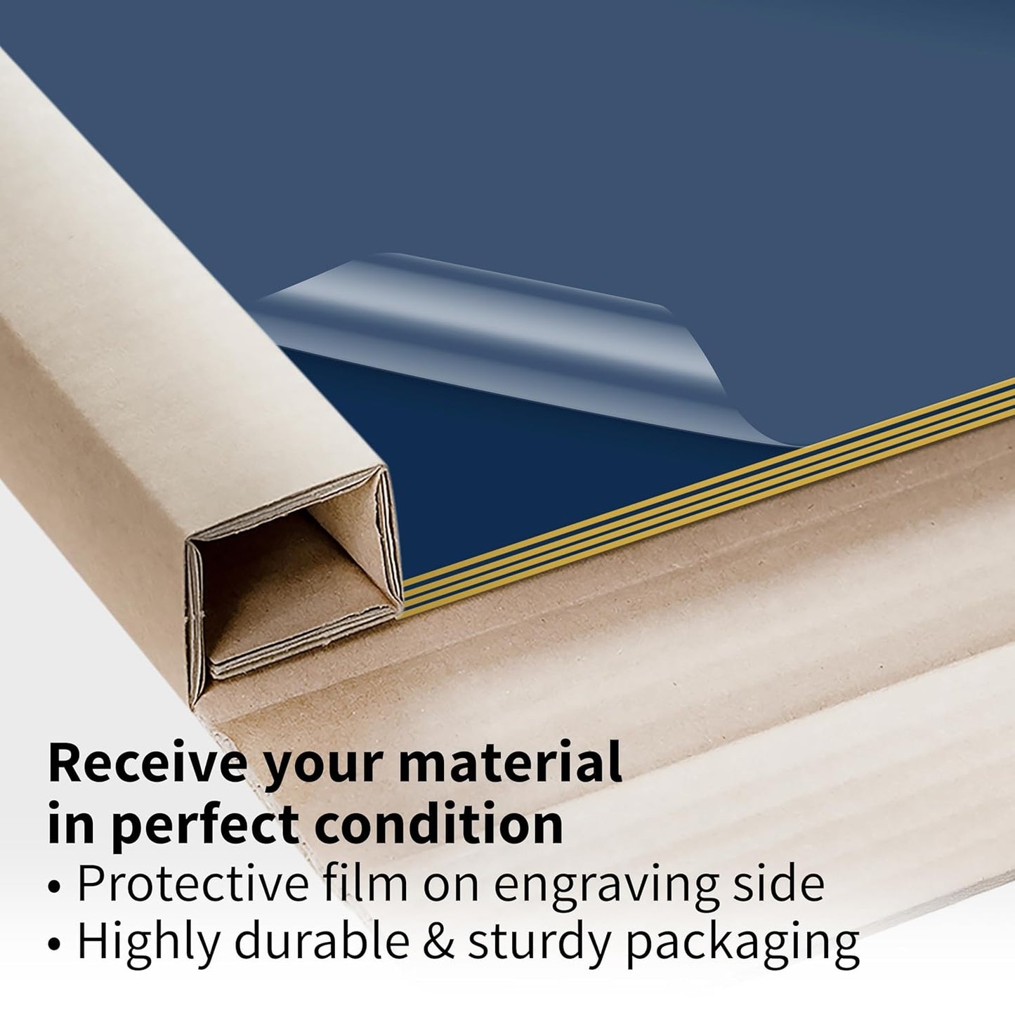 Trotec TroLase | 12"x12"x1/16", 8 Pcs | Navy Blue/Gold | 2 Ply | Modified Acrylic | Laser Engraving Double Color Plastic Sheet | Engraving Blanks for Laser, Saw, Guillotine | Made in USA