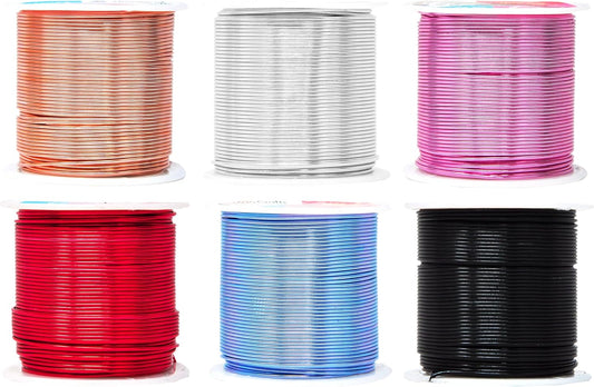 Mandala Crafts 18 Gauge Anodized Aluminum Craft Wire for Jewelry Making - 450 FT Colored Flexible Silver Copper Black Pink Ice Blue Red Wire - Bendable for Bonsai Armature Crafting Sculpting