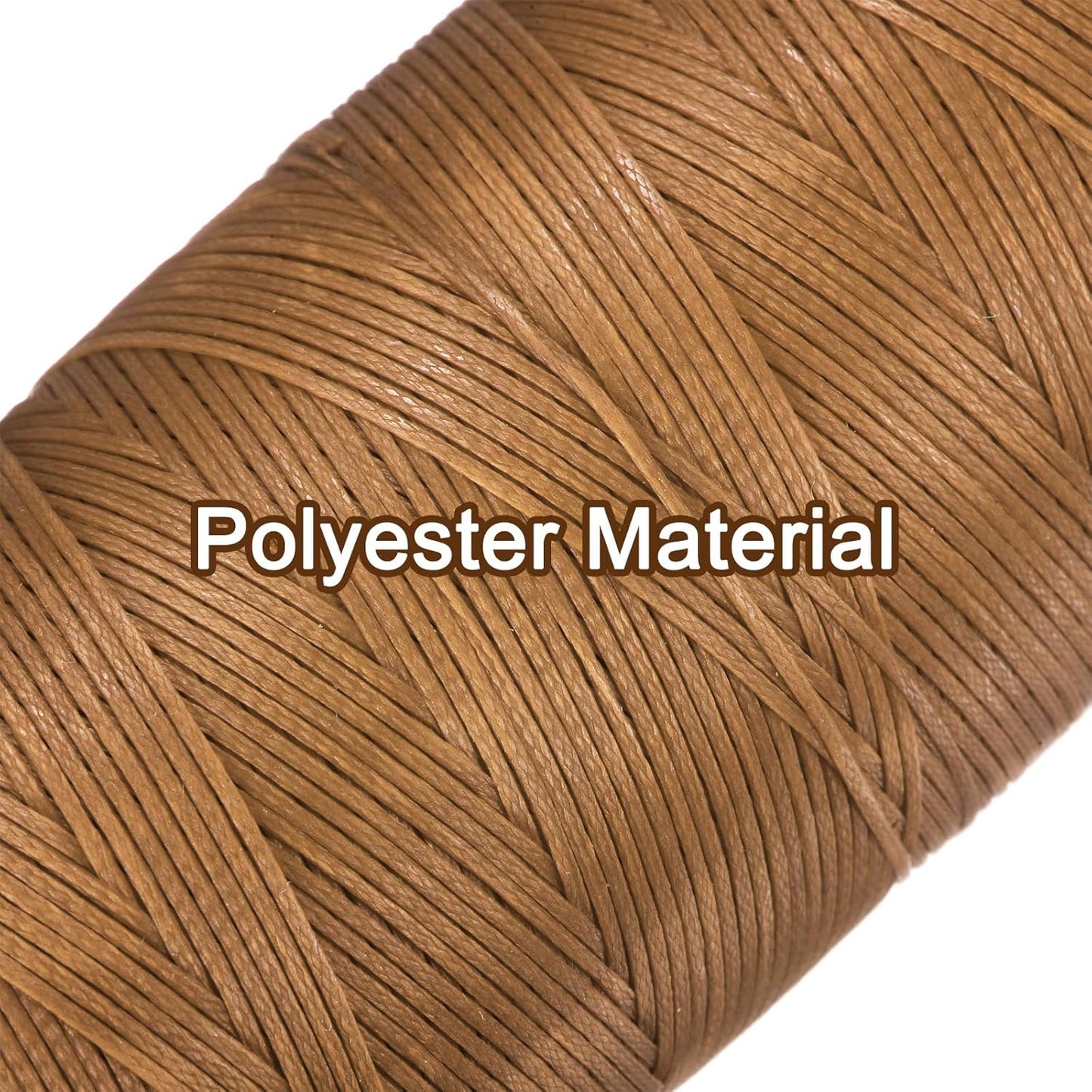 uxcell Leather Sewing Waxed Thread, 284 Yards / 260m 0.8mm 150D Flat Polyester All-Purpose Threads for Leather Crafts, Bookbinding, Golden Brown