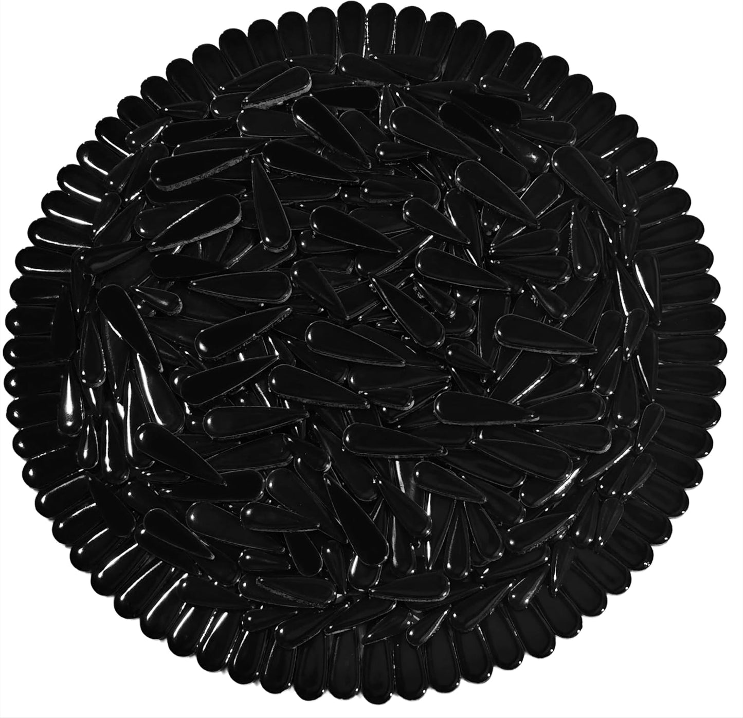 200g Petal Droplet Shaped Ceramic Mosaic Tiles for Crafts, Vibrant Colors, Ceramic Tiles for Mosaic Making Kits, DIY Arts and Crafts (Black)