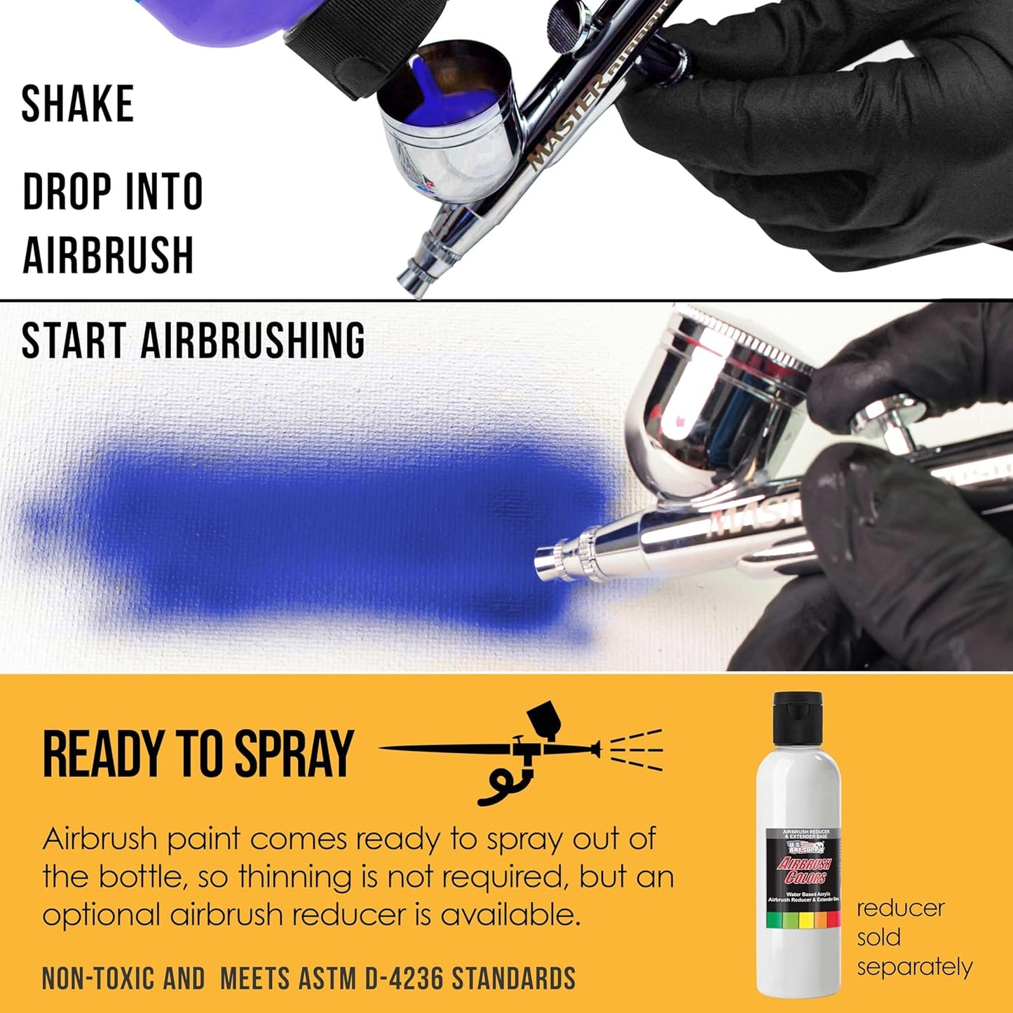 U.S. Art Supply Opaque Canary Yellow Acrylic Special Effects Airbrush Paint - 8oz Ready to Spray Air Brush Paint for Nails, Models, Fabric - Water-Based Air Brush Painting