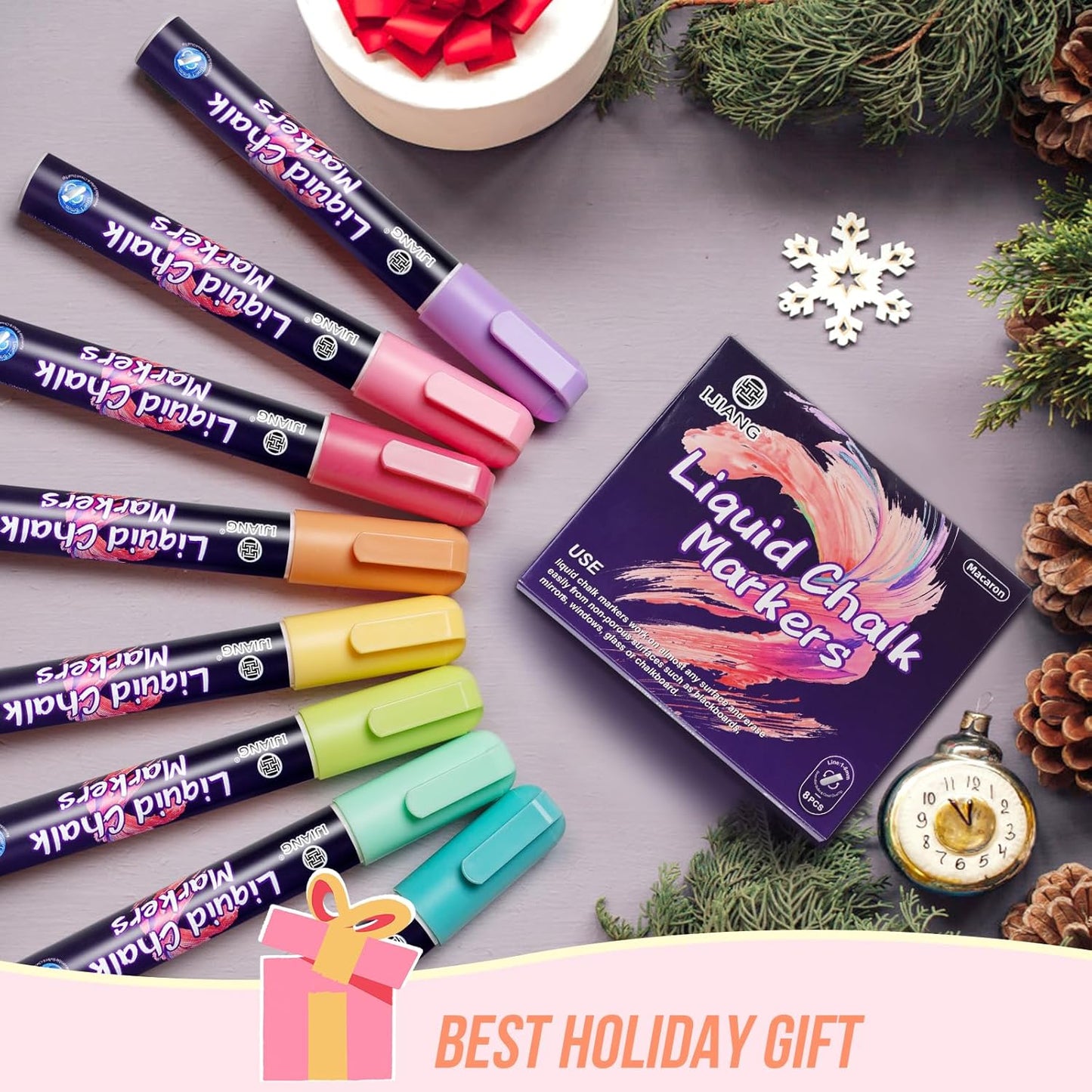 Pastel Chalk Markers Erasable for Chalkboard, Liquid Chalk Marker 8 Colors with 6mm Reversible Bullet & Chisel Tip, Dust Free Chalk Pens for Window, Blackboard, Whiteboard, Calendar, Mirror, Glass