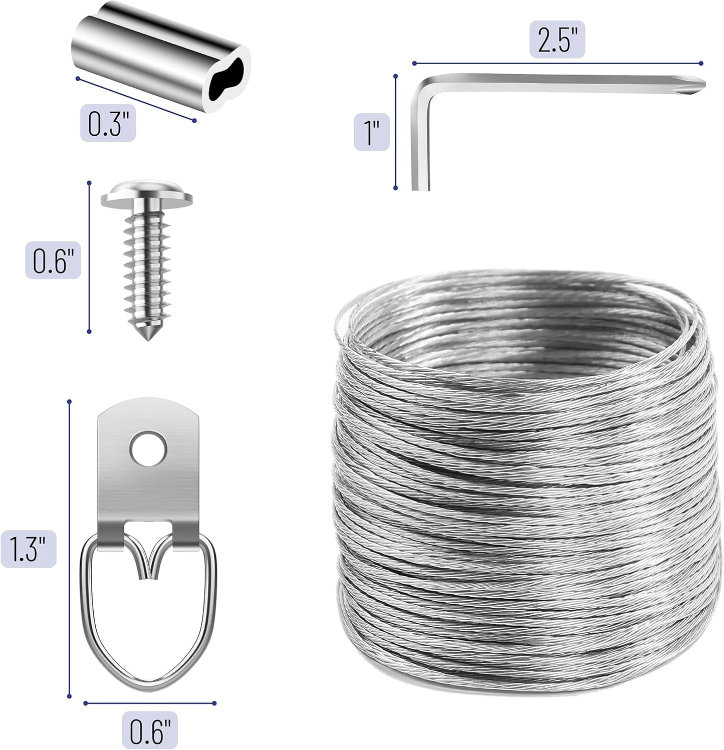 Mr. Pen- Picture Hanging Wire Kit, 100Ft Picture Wire Hanging, D Rings Picture Hanging, Picture Frame Hanging Kit, Picture Frame Wire, Wall Hanging Kit, Wire for Hanging Pictures, Painting Hanging Kit