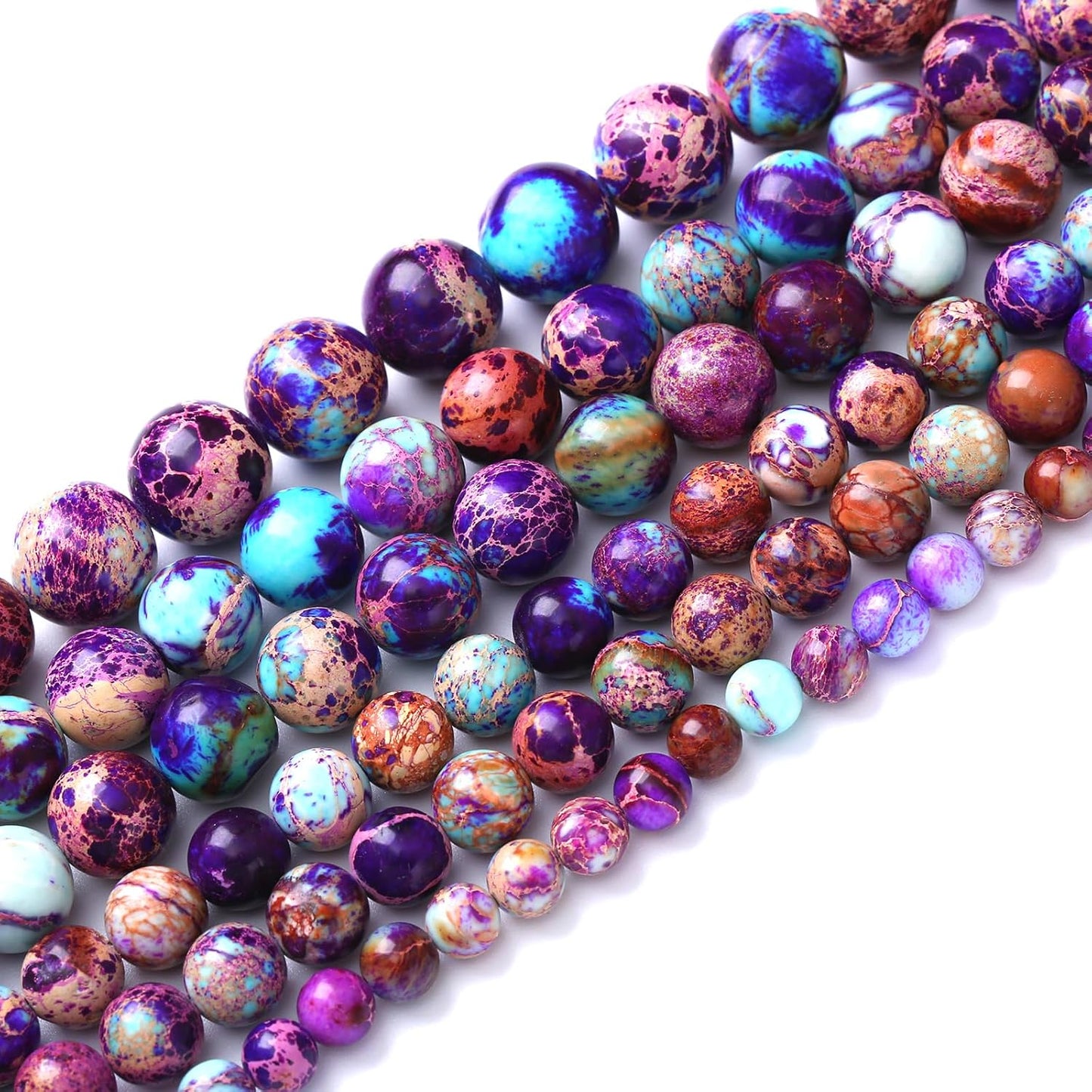 38PCS 10mm Natural Galaxy Sea Sediment Jasper Beads Gemstone Round Loose Spacer Stone Beads for Jewelry Making DIY Bracelet Necklace 15 Inch