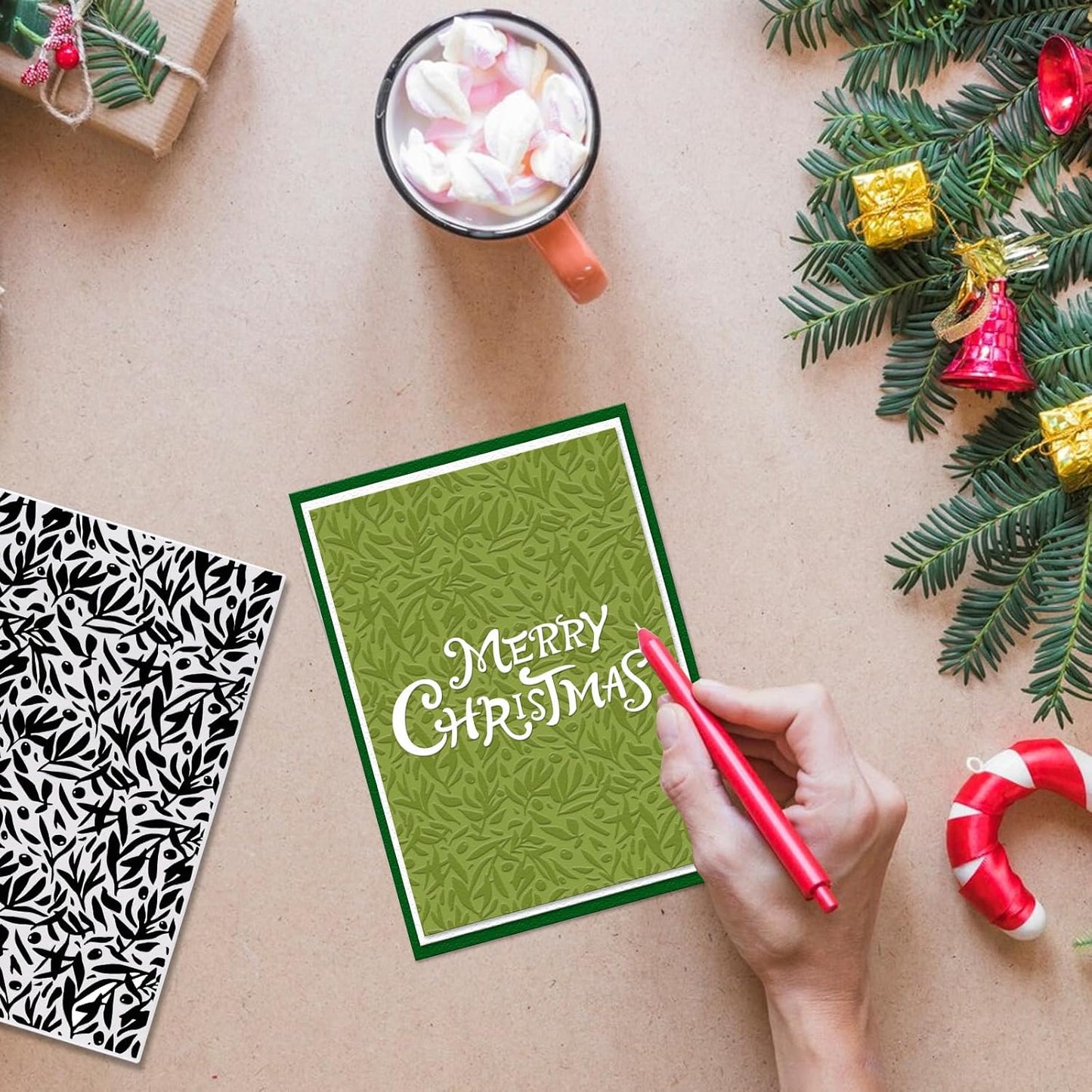 Glodecart Lawn Background Embossing Folder, Plastic Textured Impressions Special Pattern Grassland Leaves Embossing Folder Template for Card Making Scrapbooking Paper Craft Album Stamps DIY Décor