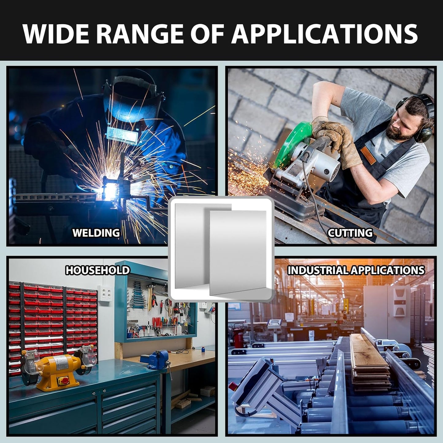 4 Pcs 12 x 8 in Mild Steel Sheet Metal Cold Rolled 16 Gauge 0.06 in (1.5mm) Thick Weldable Metal Carbon Plate Square Panels for Outside Industrial DIY Use Projects Weld Accessories