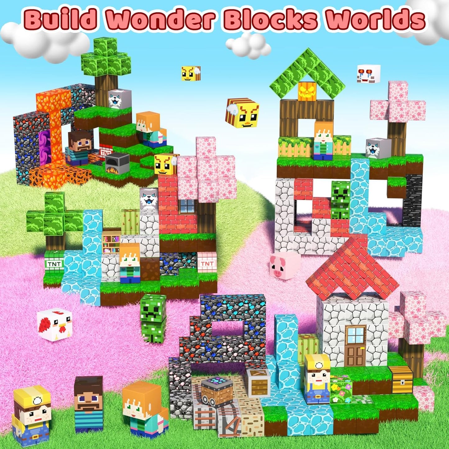 300 PCS Magnetic Blocks - Magnetic Building Blocks, Stacking Magnetic Blocks for Kids, Sensory Toy for STEM Montessori for Kids 3+ Boys and Girls Christmas Birthday Gifts
