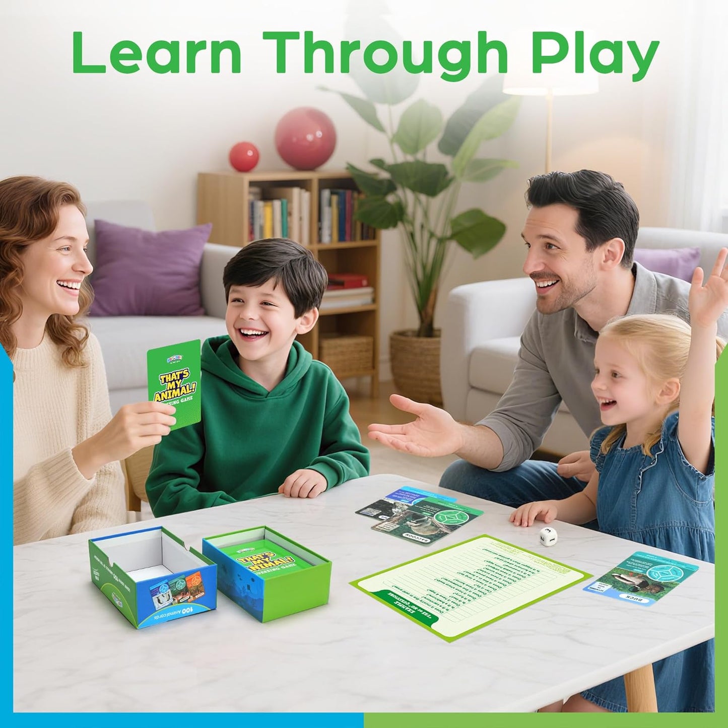 BenBen Guess Animal Card Games for Kids Family, 100 Cards, Educational Board Games for Travel, Classroom, Camping, Party, Car, Airplane, Road Trip Activities for Boys, Girls Ages 5+