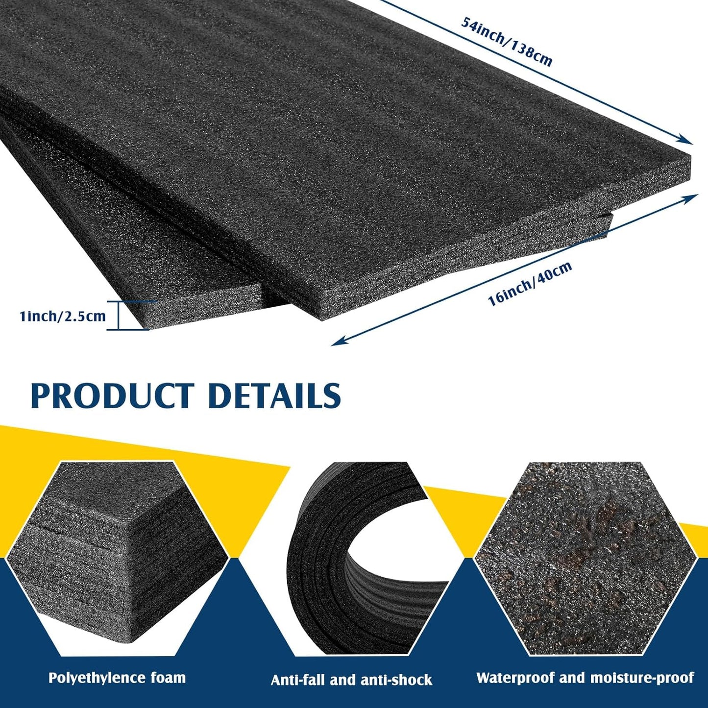 4 Pcs Polyethylene Foam Sheet Apart Insert Pad Cushion Foam Packing Cuttable Craft for Toolbox Case Storage Camera DIY Crafts Projects Organization (54 x 16 x 1 Inch)