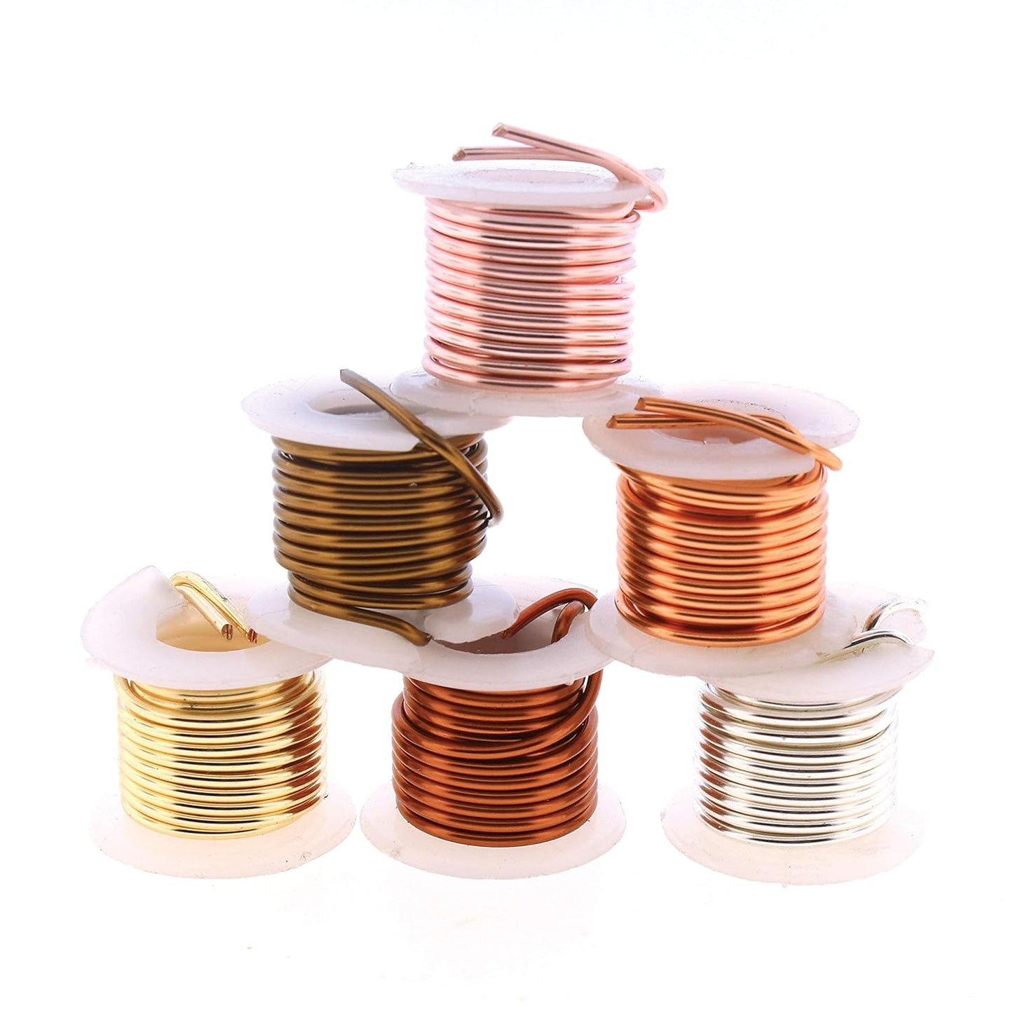 The Beadsmith Craft Wire Assortment - Tarnish-Resistant Copper Wire for Jewelry Making, 6-Pack, 0.75-Inch Mini Spools, 2 Yd Each, 18-Gauge, Assorted Colors, Medium Temper