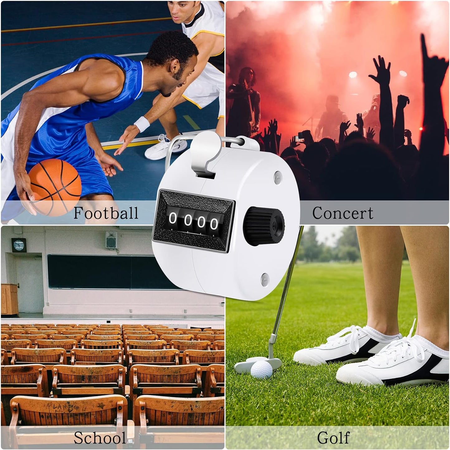 12 Pcs Hand Tally Counter 4-Digit Lap Counter Clicker, Manual Mechanical Handheld Pitch Click Counter with Finger Ring for School Golf & Knitting Row Croche