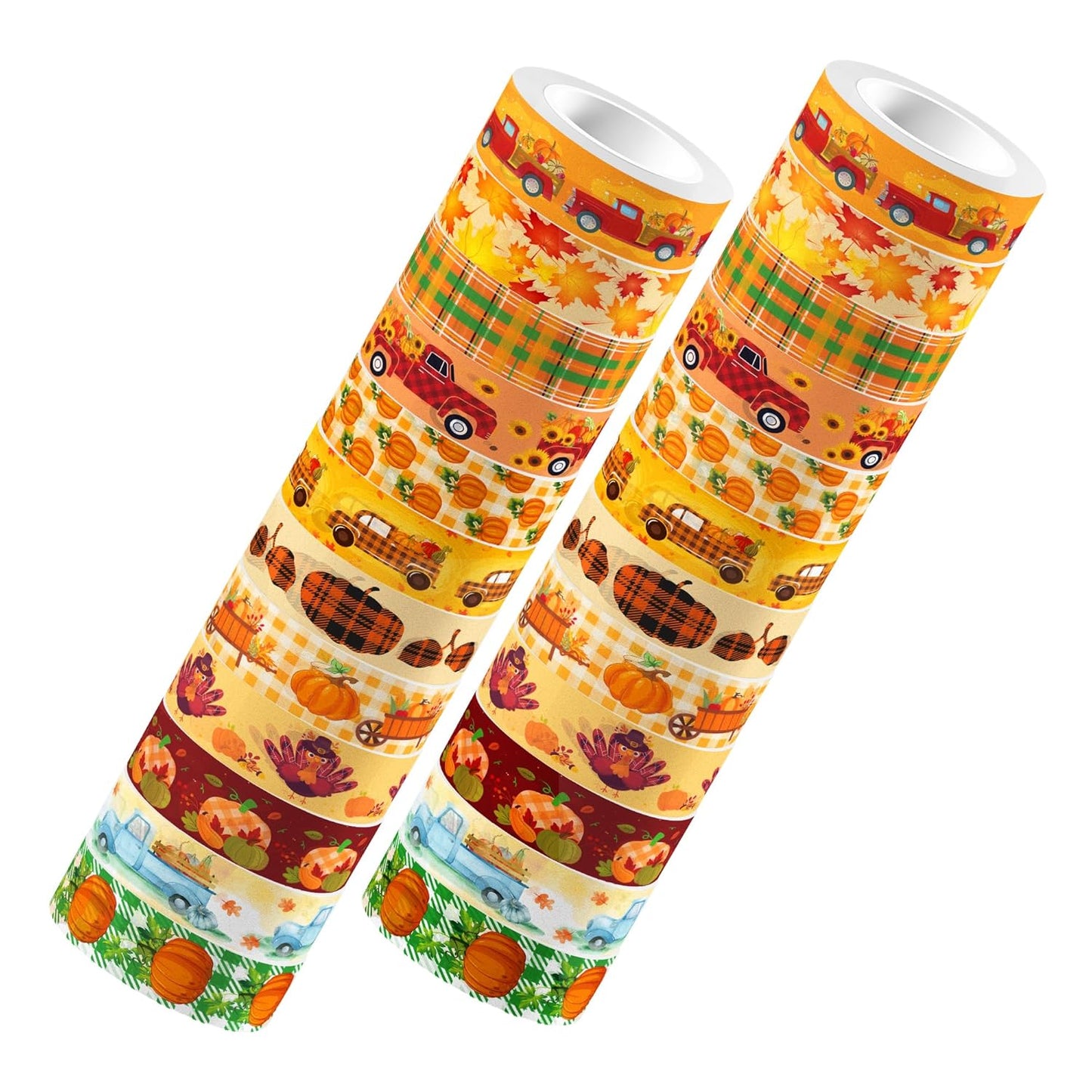 12 Rolls Thanksgiving Washi Tape Set, Maple Leaf Patriotic Decorative Paper Stickers Tape, Patriotic Packing Tape Decorative Tape for Thanksgiving Gifts Wrapping, DIY Art Crafts, Wrapping Decor
