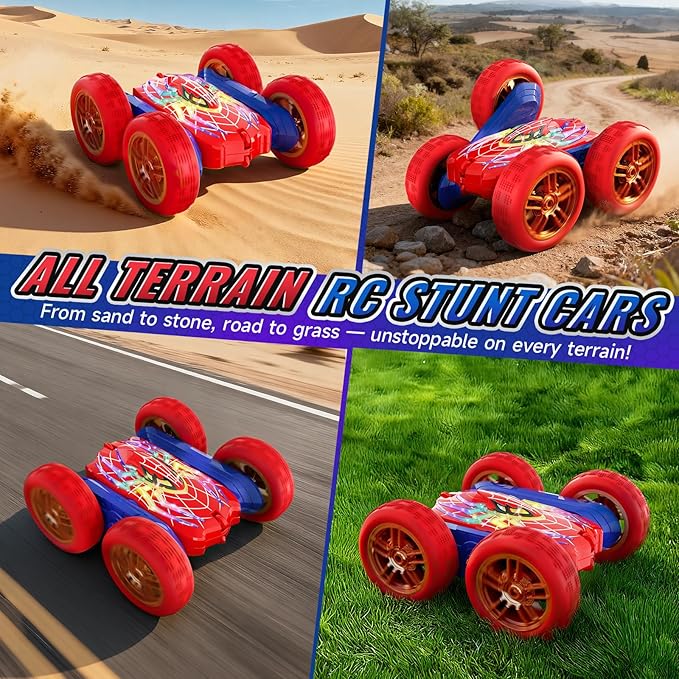 360°Flip Remote Control Car Toys for 3-12 Boy Toys, 4WD RC Cars Double-Sided with Glowing Hero Eyes & Legs, 2.4GHz Drift RC Stunt Race Car, Christmas Birthday Gifts for Boys Age 3 4 5 6 7 8 9 10 11 12