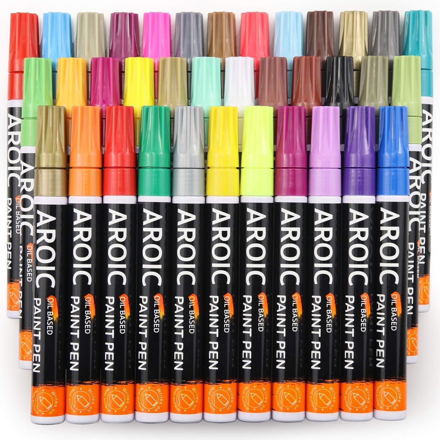 36 Pack Oil-Based Paint Pens for Rock Painting - Write On Anything Waterproof Painting Marker Pen for Wood, Metal, Plastic, Glass, Canvas, Ceramic & More Low-Odor, Medium-Tip Painting Markers