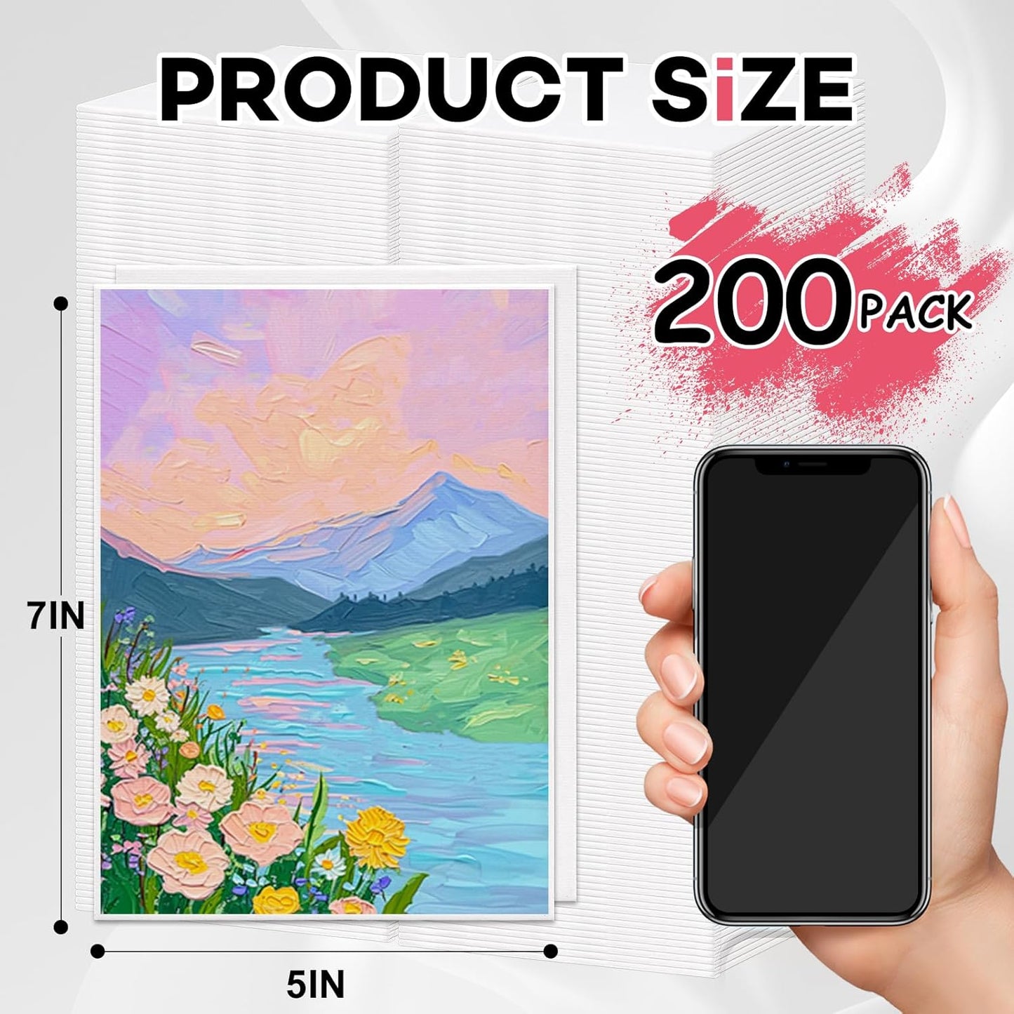 ESRICH 200 Pack 5x7 Inch Small Canvases for Painting, Painting Canvas 5x7 Inch Cotton Primed Acid Free Mini Blank Canvas Panels for Oil Paint,Watercolor,Acrylic Paint, Gouache, Tempera