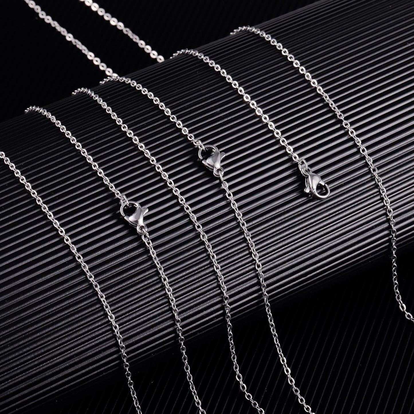 Wholesale 12 PCS Genuine Stainless Steel Fine Cable Chain Necklace Chains Bulk for Jewelry Making (26 Inch(2MM))