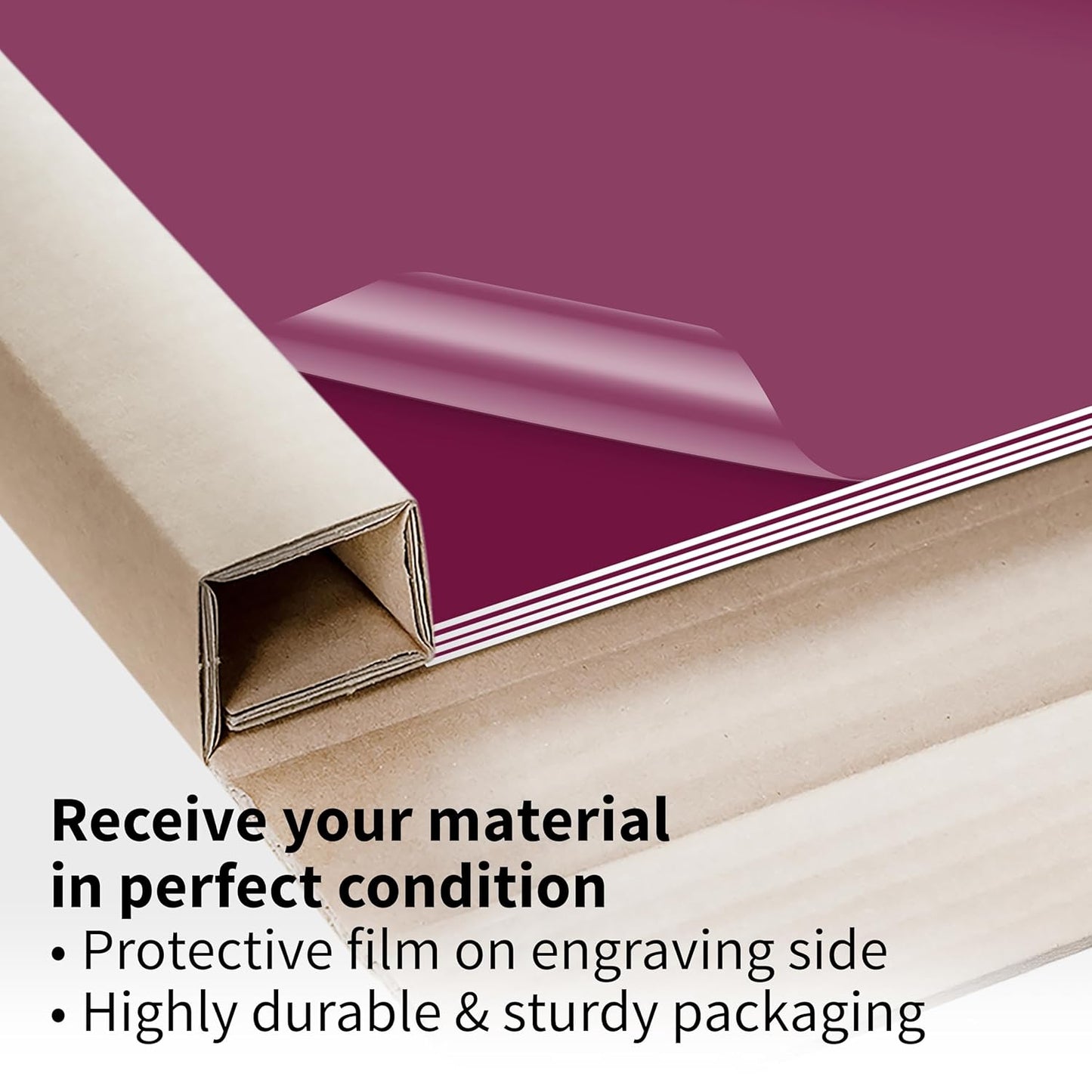 Trotec TroLase | 12"x24"x1/16", 4 Pcs | Burgundy/White | 2 Ply | Modified Acrylic | Laser Engraving Double Color Plastic Sheet | Engraving Blanks for Laser, Saw, Guillotine | Made in USA