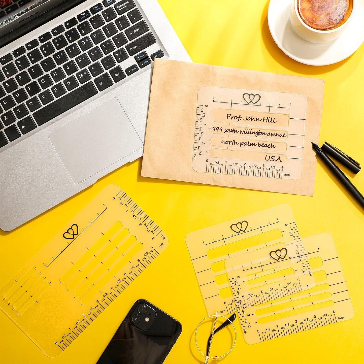 5 Pack Straight Line Stencil for Journaling and Envelope Addressing Guide Stencil Templates Set 11 Inch Scale Spacing Line Ruler Guide for Card Paper Journal Lettering Writing