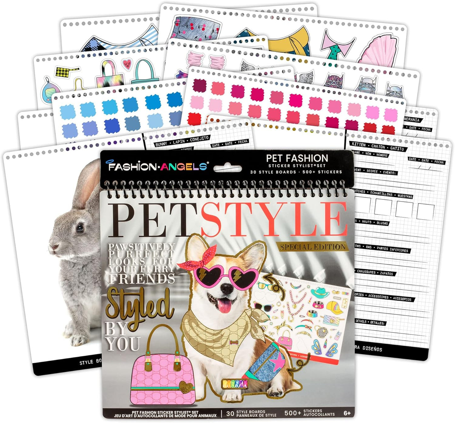 Fashion Angels Pet Fashion Sticker Stylist - 30 Style Sheets for Kids Coloring - Name, Accessorize, and Design Unique Outfits for Your Favorite Animals - Road Trip Essentials - Ages 6 and Up