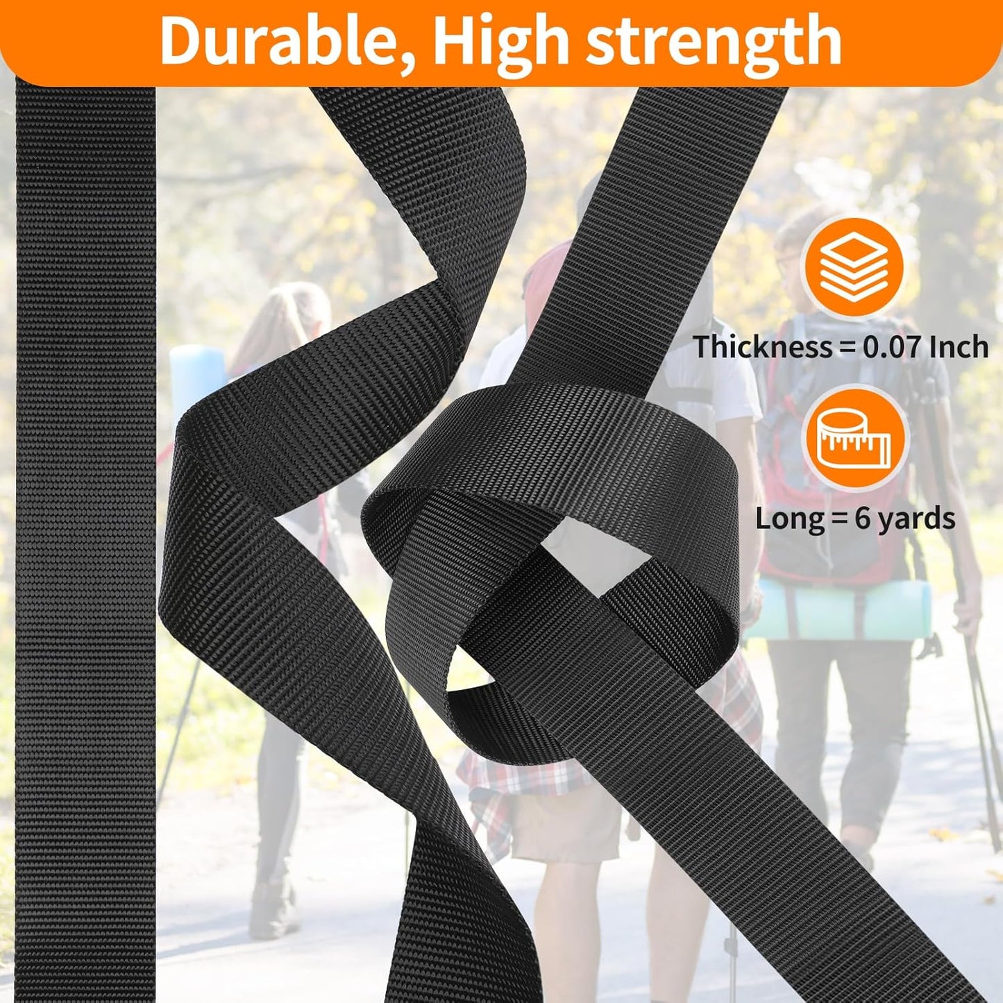 2" Heavy-Duty Buckle & Straps Set: 6-Pack Side Release Plastic Buckles, 6 Yards of Thick Nylon Webbing, 12 Tri-Glide Slide Clips, No Sewing Required (2" Combo Set)