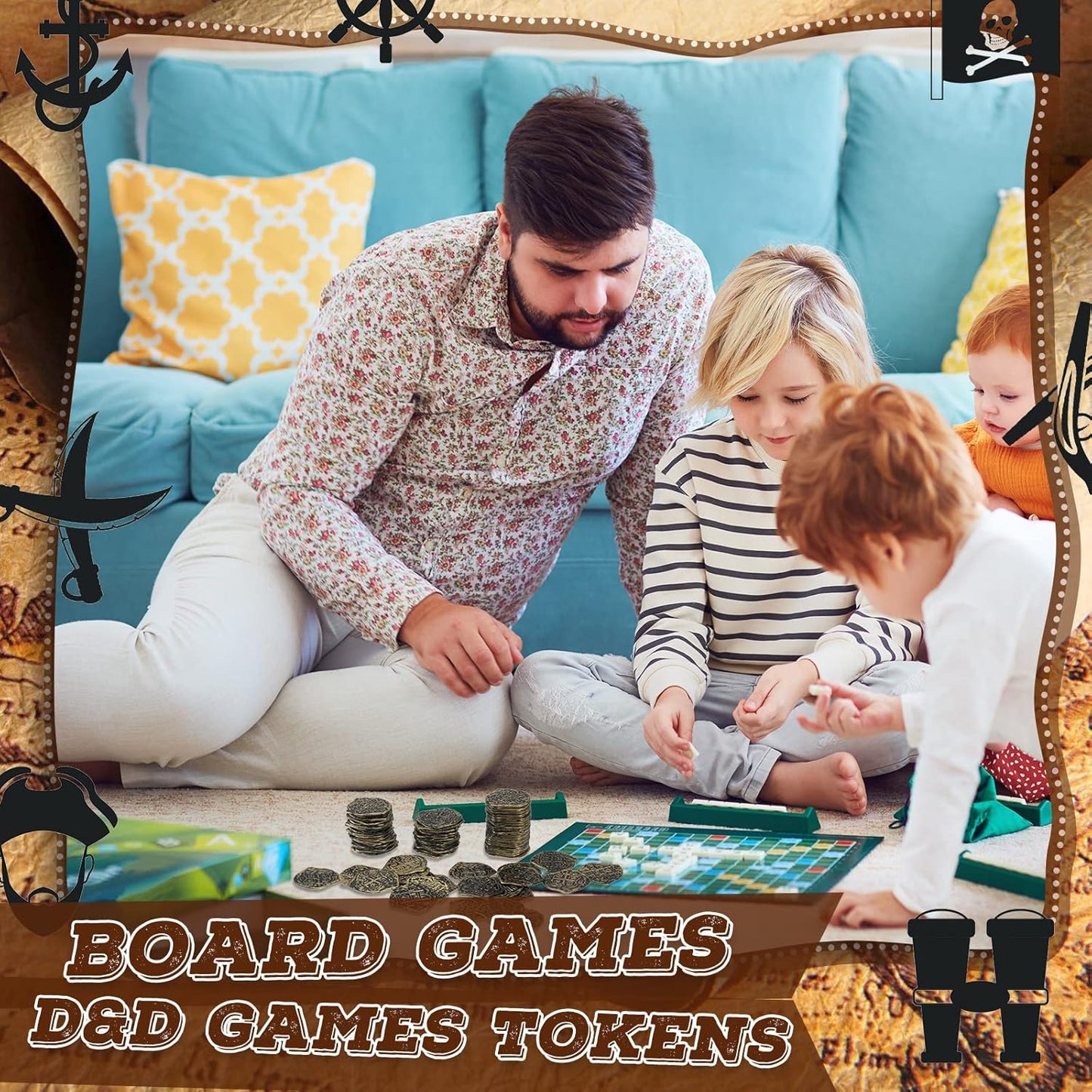 Hanaive 100 Pcs Pirate Coins Plastic Kids Fake Play Coins Replica Spanish Doubloons for Pirate Party Treasure Chest Board Games Tokens Toys Cosplay St. Patrick's(Bronze)