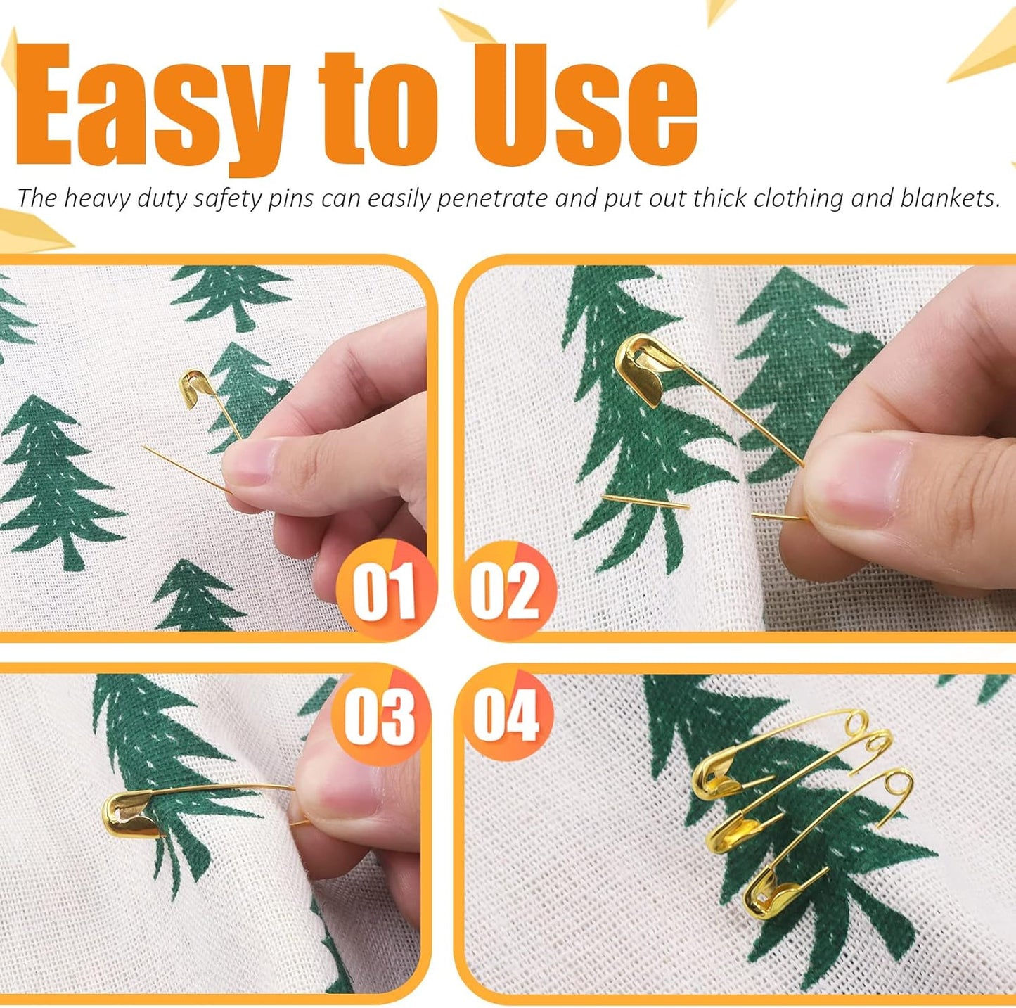 960Pcs Safety Pins Assorted 6 Sizes Variety Pack Large and Small Metal Safety Pin Gold Silver Black for Clothing Art Crafts Sewing Quilting Jewelry Making