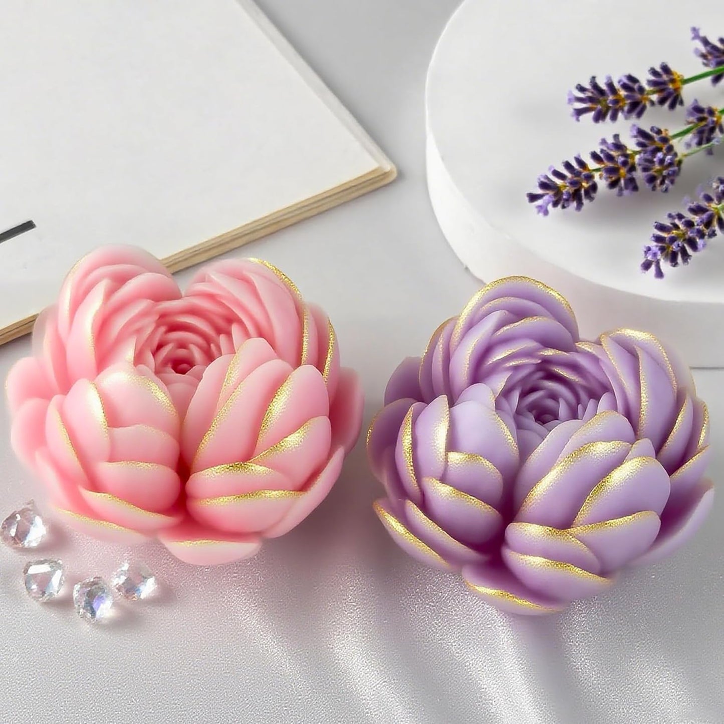 Heart Rose Cylinder Candle & Resin Mold - Resin Casting Silicone Molds for Home Decor & Candle Making Wave Spiral Mold