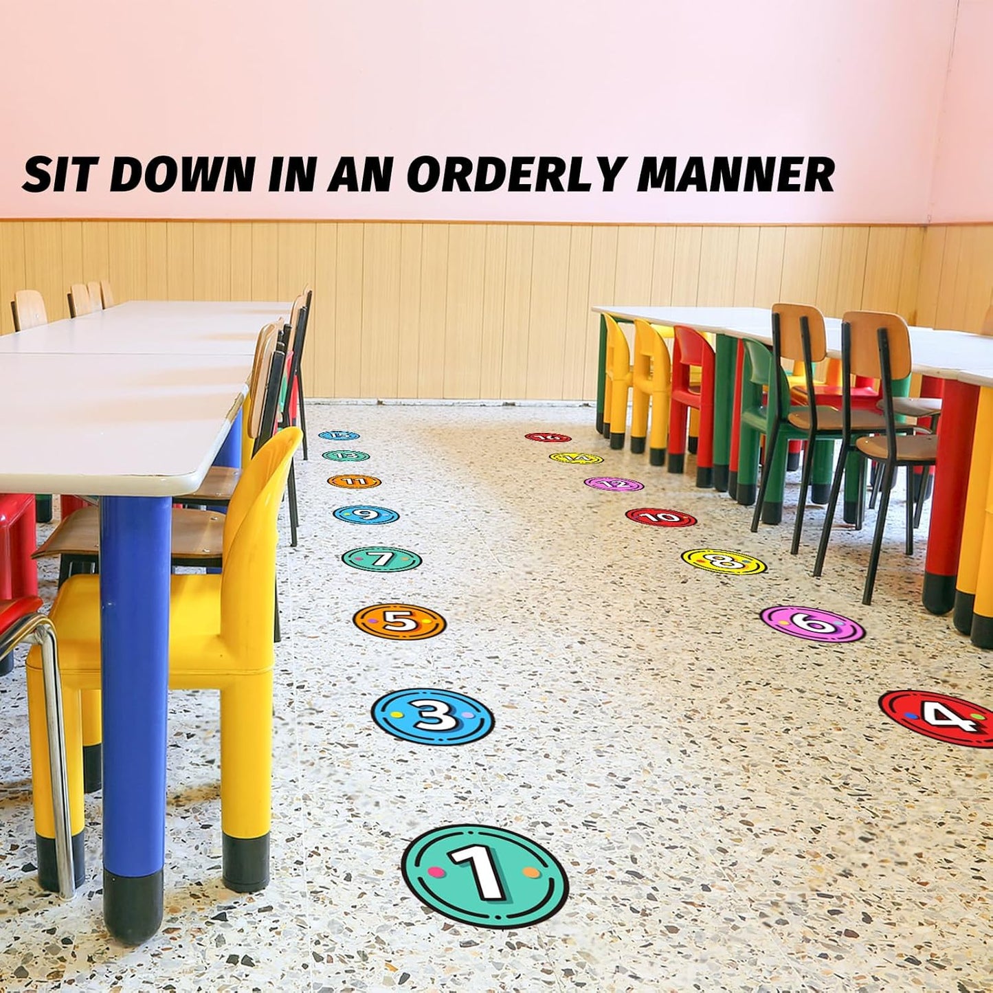 40PCS Line Up Spots for Classroom Floor, 4” Floor Numbers Stickers for Back to School Kindergarten Preschool Elementary Supplies
