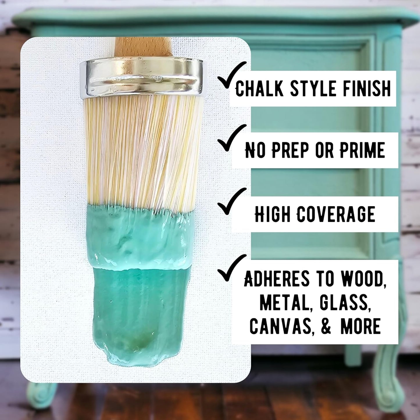 Daydream Apothecary Premium Chalk Style Paint for Furniture, Home Décor, Wood, DIY Interior Projects, Quick Dry, No Prep or Prime Needed, Matte Pastel-Mint Green - 8oz