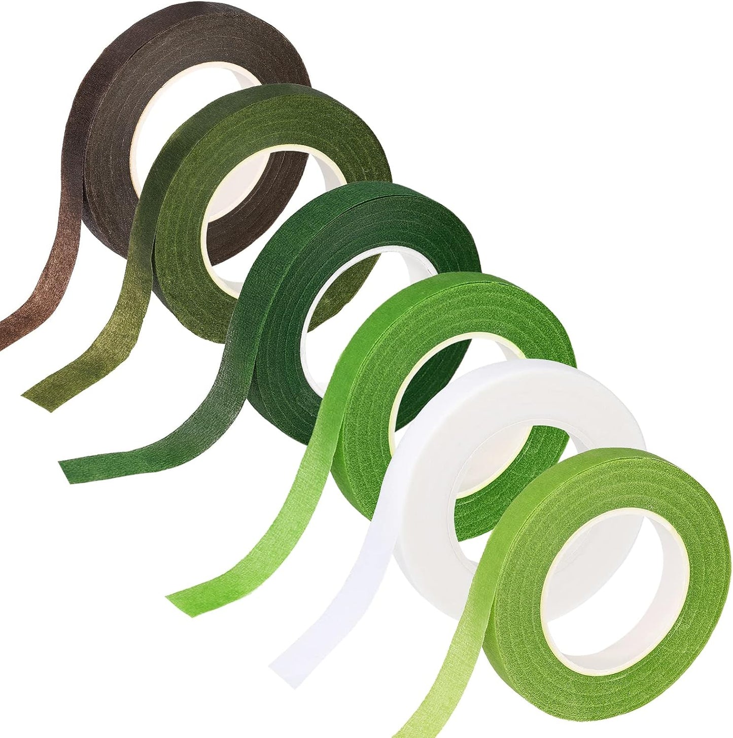 6 Rolls Floral Tape, 1/2" by 180 Yard Green Flower Tape, Flower Tape for Bouquet Stem Wrap Floral Arranging Craft Projects Corsages, Wedding Bouquet