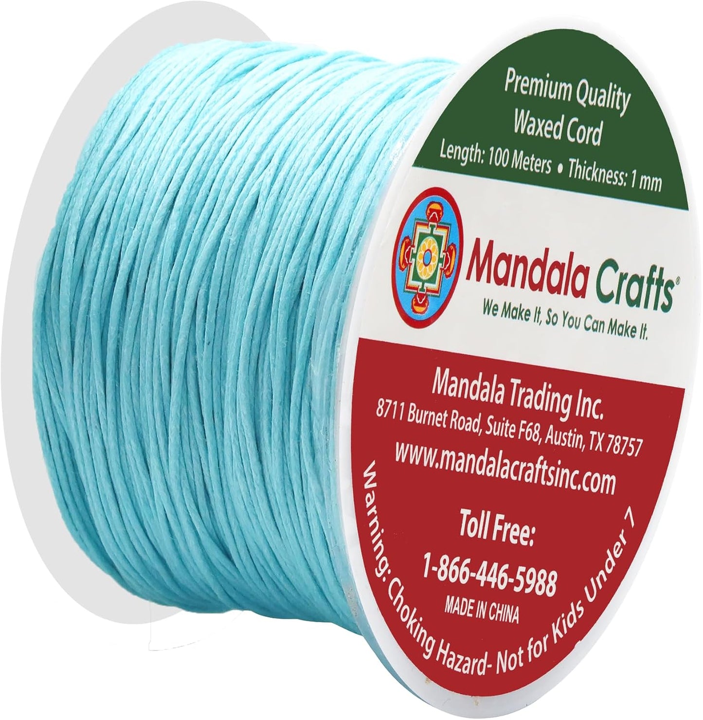 Mandala Crafts 1mm 109 Yards Mint Cotton Waxed Cord for Jewelry Making Bracelet Cord Waxed String - Beading String Thread Jewelry Cords for Necklaces String