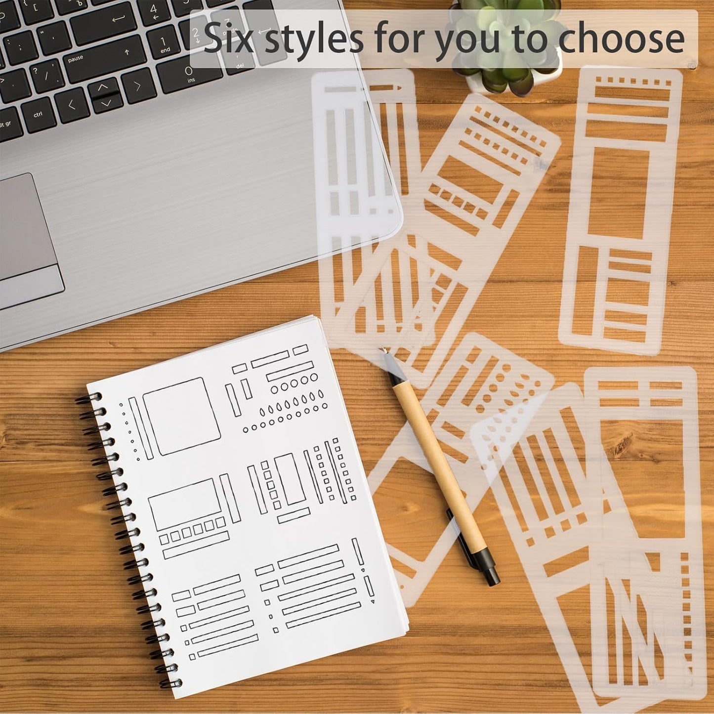 9 Pack Handmade Flexible Planner Stencils, Reusable Templates for Journals, Calendars & Daily Planning, Checklists, Lines & Boxes, Compatible with Rings, Discs, Coils