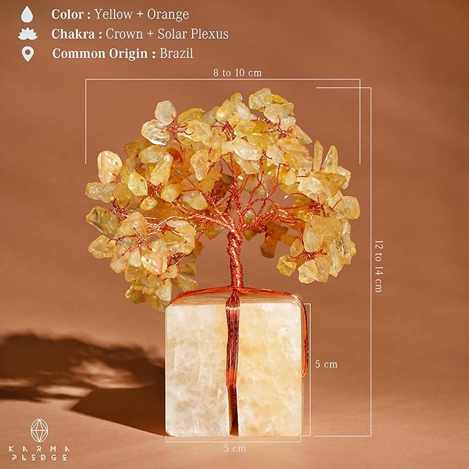 Crystal Tree for Birthday Gifts for Women, Handmade Raw Crystal Base Citrine Chakra Healing Crystal Tree of Life for Positive Energy, Money, Good Luck, Christmas Décor, Home and Office Decor