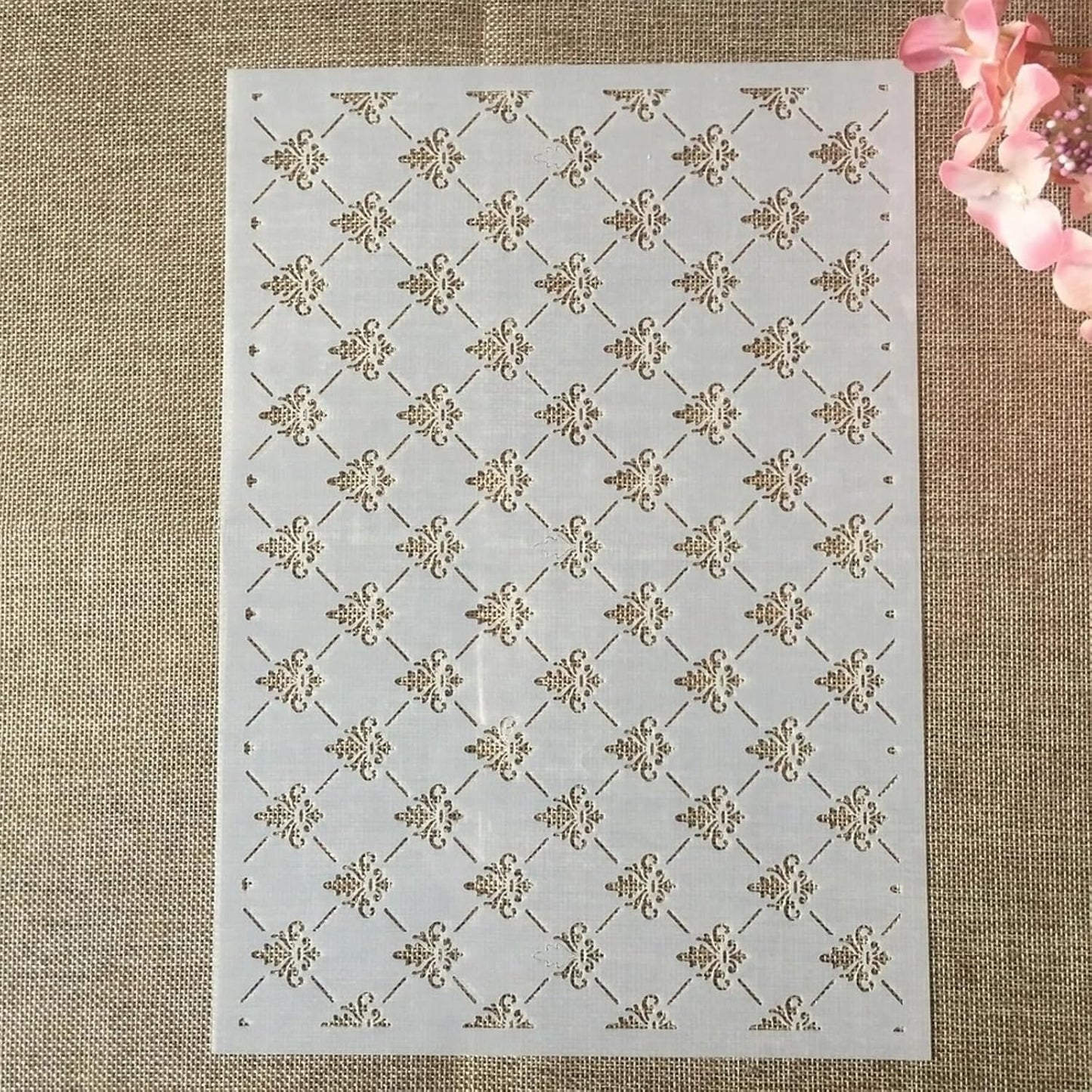 TIAMECH A4 Reusable Small Symbol Lines Stencil for Painting - Grid Texture Layering Template, DIY Wall Art, Wood Furniture, Scrapbook & Crafts (8.3x11.7inch)