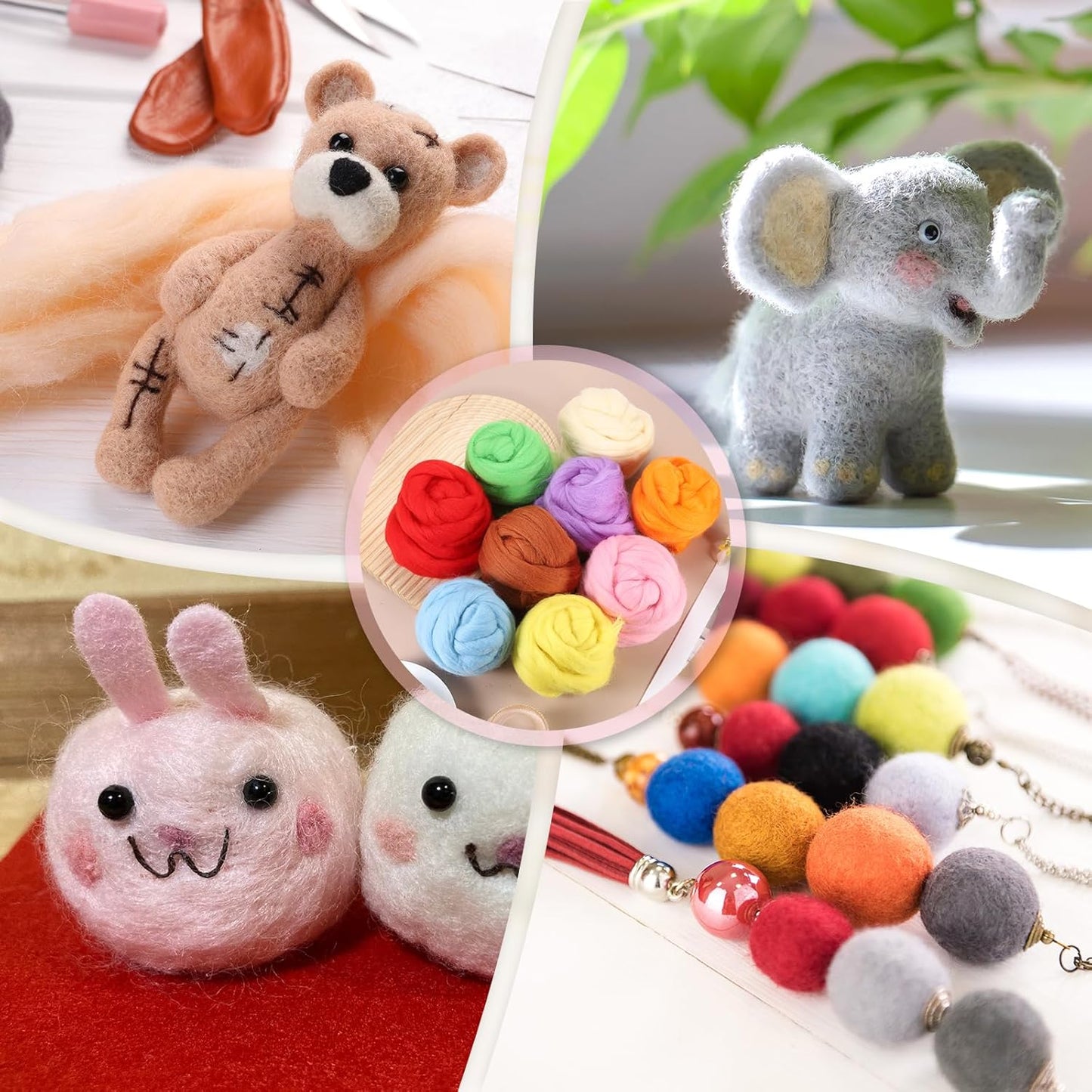 PATIKIL Wool Roving Yarn, 150G/5.3OZ Soft Felting Wool Pure Chunky Roving Yarn Bulk for Needle Felting Knitting Blanket Spinning Weaving DIY Craft, Light Gray