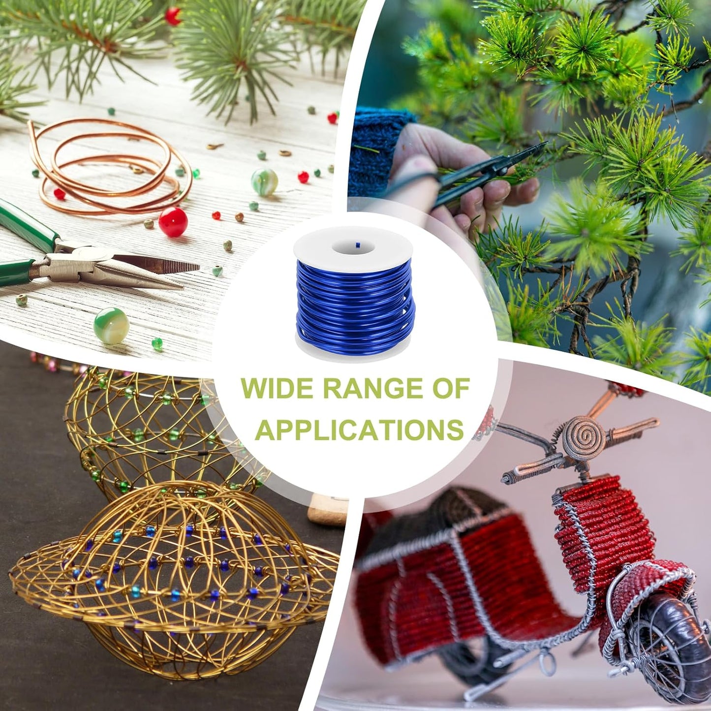 MECCANIXITY 9 Gauge Anodized Aluminum Craft Wire Bendable Bonsai Training Wire 56 Feet 3mm for Sculpting Crafts Wreath Floral Beading Jewelry Making, Dark Blue