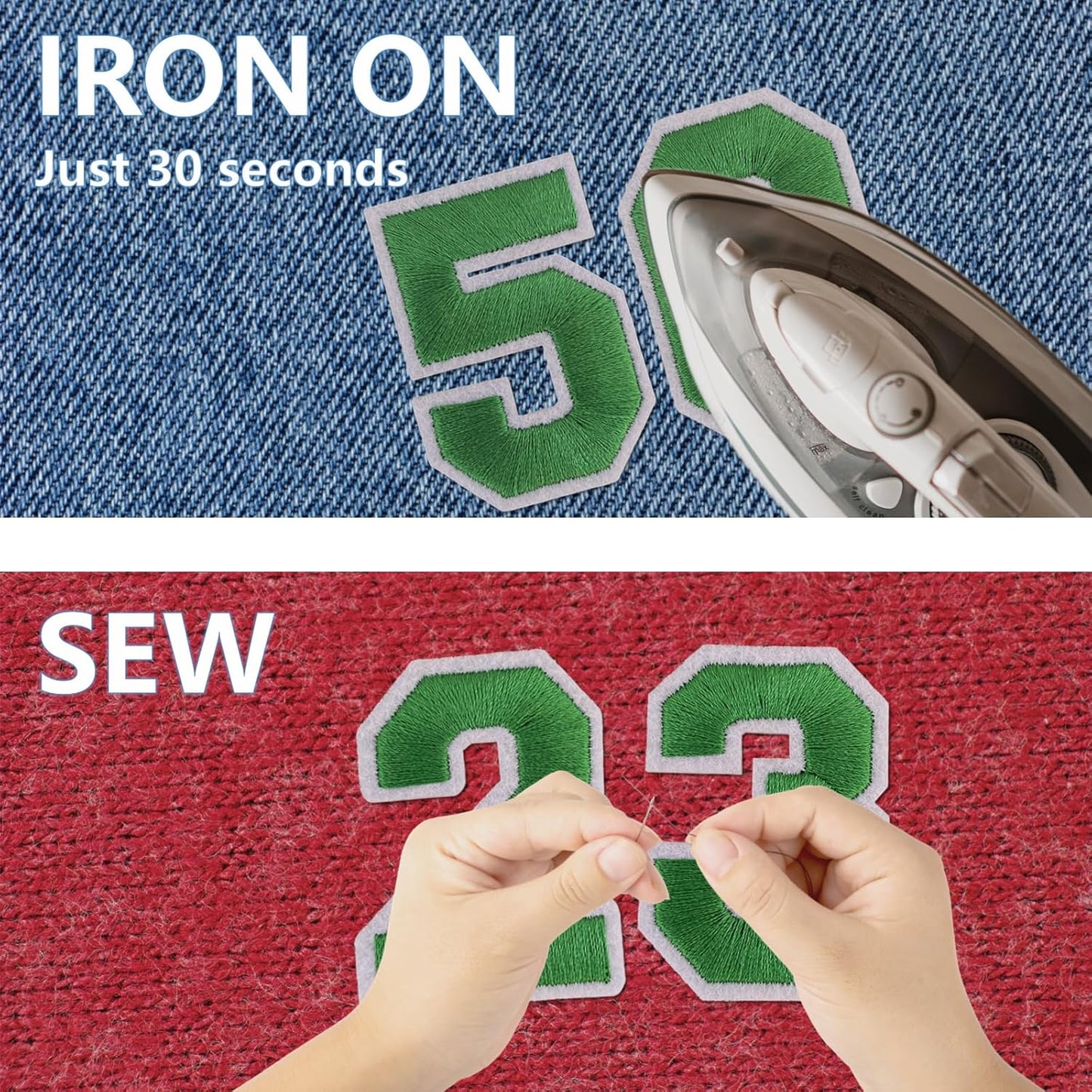 Letter and Number Iron On Patches, A-Z Alphabet and Numbers 0-9 Embroidery Applique Patch, DIY Decorative Heat Press Patches for Clothing Jeans Jackets Backpacks Hats (Green 72 Pcs)