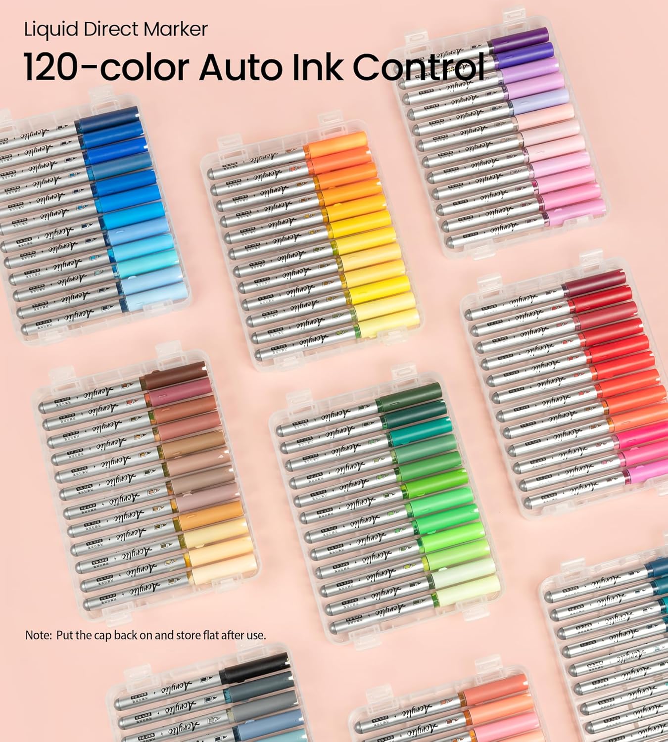 Woomer 120 Colors Acrylic Marker Pens, Soft Brush Tip, No Bleed & High Opacity Paint Pens, Water-based Non-toxic Acrylic Marker for Wood, Fabric, Rock, Glass, DIY Crafts Gift