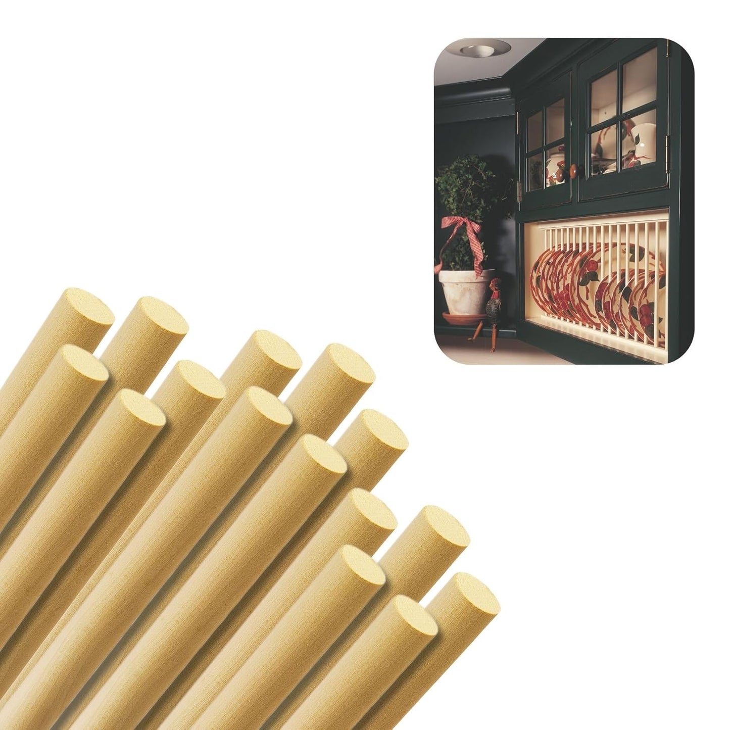 Birch Round Dowels (5/8" x 36", Pack of 15) | Variety of Diameters & Wood Species | Unfinished Wooden Dowel Rods for Crafts & DIY Home Projects | Curtain Rod, Macrame Supplies, Moulding Trim, Flagpole